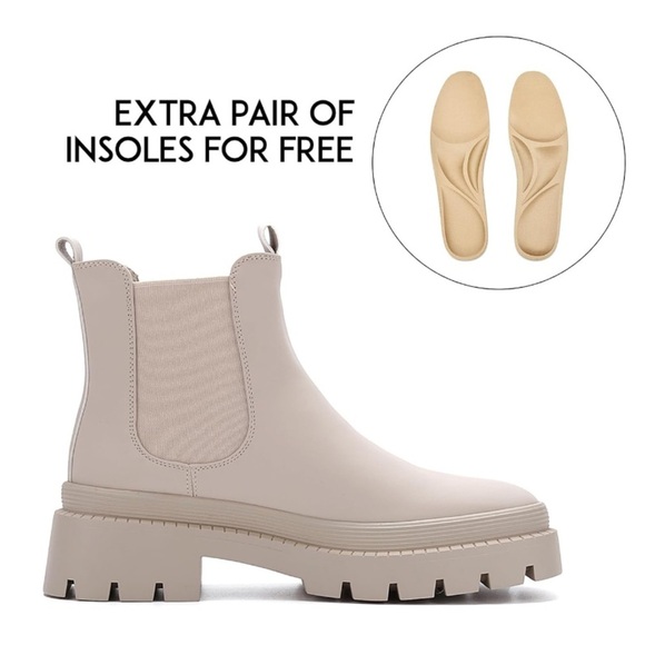 EETTARO Women's Low Heel Round Toe Elastic Ankle Chelsea/Moto Chunky Boots | NEW - Picture 3 of 13